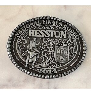 Montana Silversmiths Pewter 2014 Hesston National Finals Rodeo NFR Belt Buckle